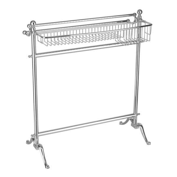 Standing Towel Rail With Bottle Basket