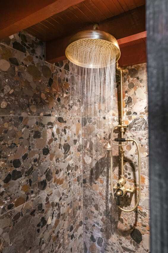 polished brass shower